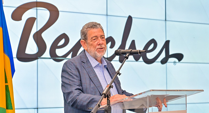 Prime Minister of St. Vincent and the Grenadines, Ralph Gonsalves, speaking during the ceremony in Buccament Bay on Monday, Oct. 6, 2025. (Photo: Facebook/API)